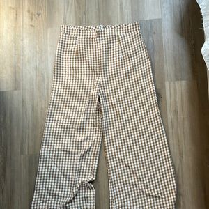 Brown and white gingham trouser pant